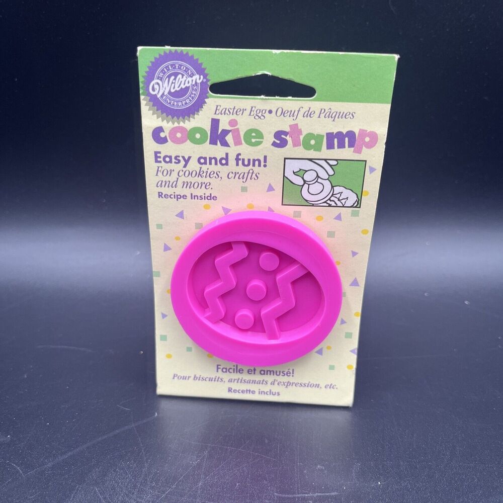 Vintage Wilton Easter Egg Plastic Pink Cookie Craft Stamp New in Package 1997